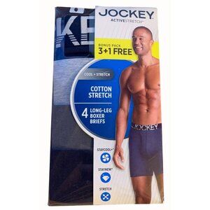Jockey ActiveStretch Cotton Stretch Long Leg Boxer Briefs 4-Pack Mens NEW Medium